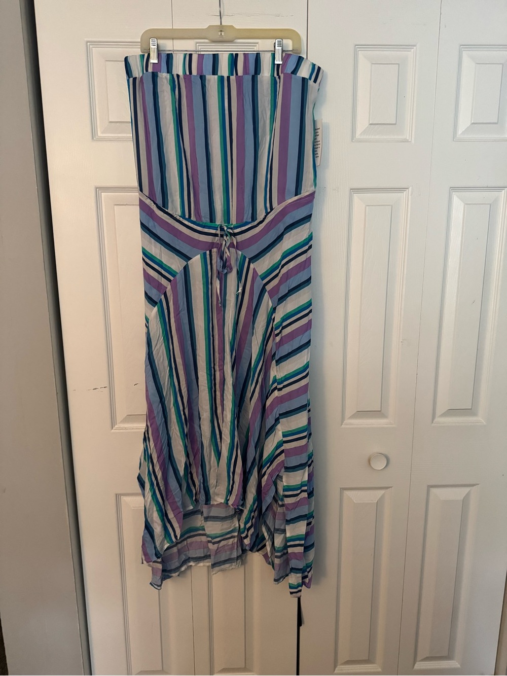 Swimsuits For All Striped Maxi Dress in Purple, Teal, White